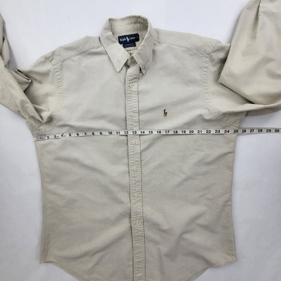 Ralph Lauren Polo Shirt Mens 16-34 Button Up Yarmouth Cream FLAW - Picture 4 of 9
